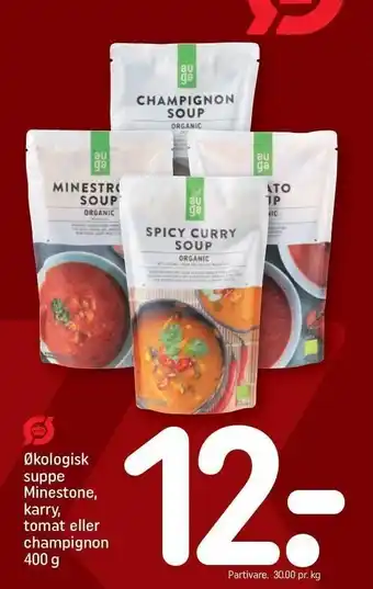 REMA 1000 Økologisk suppe,minestone, karry tomat el.champignon tilbud