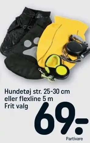 REMA 1000 Hundetøj str 25-30 cm el. flexline 5 cm tilbud