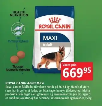 Maxi Zoo Royal canin adult maxi - 15 kg tilbud