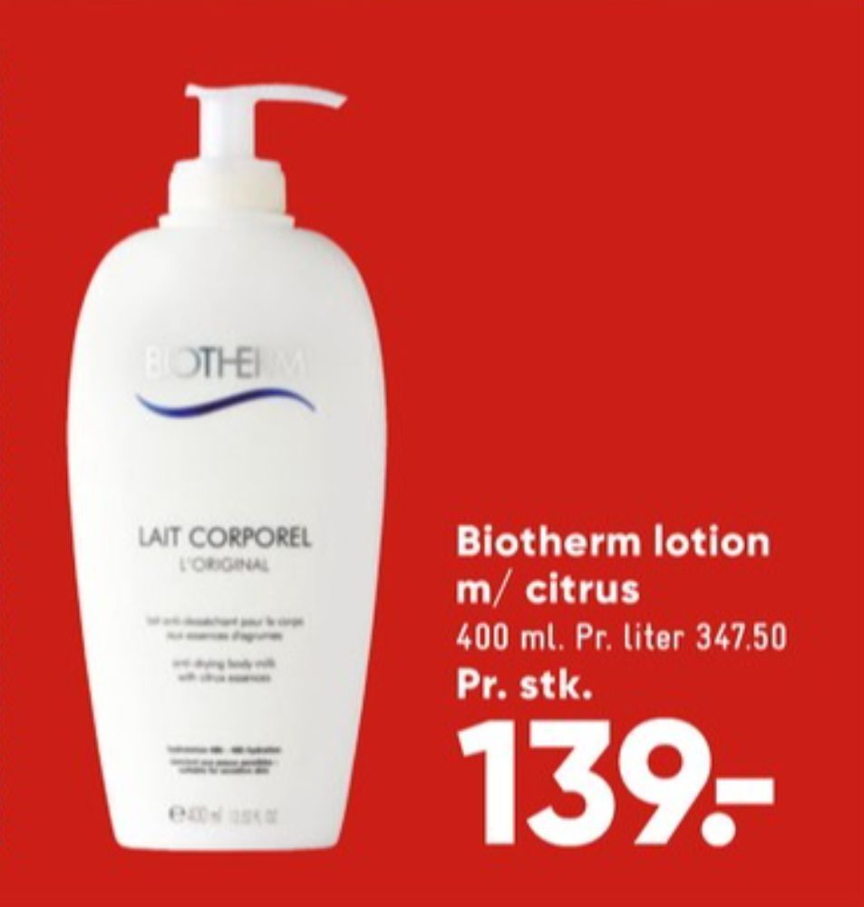 Biotherm bodylotion tilbud hos Bilka