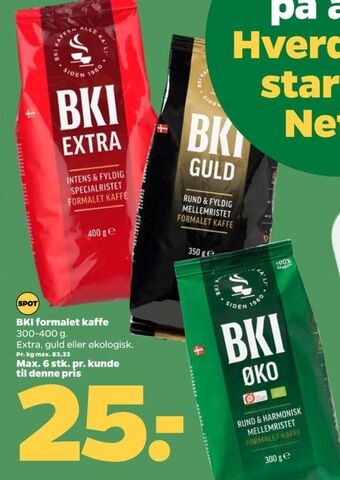 Netto Bki kaffe formalet tilbud