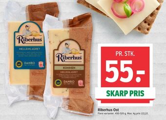 SPAR Riberhus skæreost danbo mellemlagret tilbud