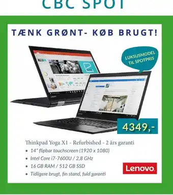 Thinkpad yoga x1 - refurbished - 2 års garanti