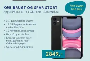 CBC Apple iphone 11 - 64 gb - sort - refurbished tilbud