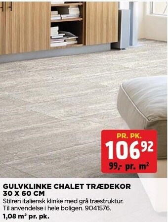 jem & fix Gulvklinke chalet trædekor 30 x 60 cm tilbud