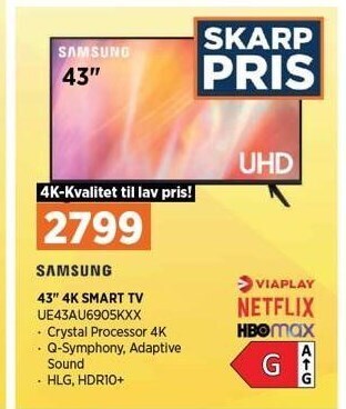 Power 43´´ 4k smart tv tilbud