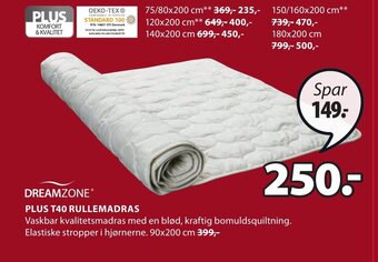 JYSK Dreamzone Plus T40 Rullemadras tilbud
