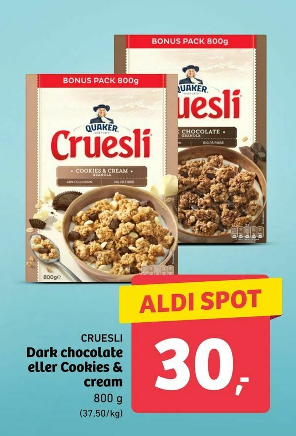 Dark chocolate eller Cookies & cream tilbud hos ALDI