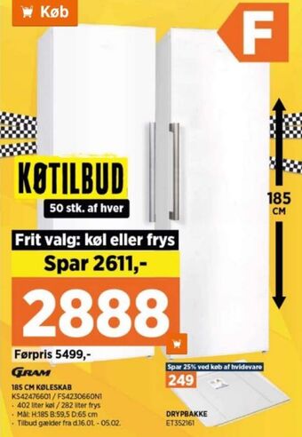 Power Gram køleskab tilbud