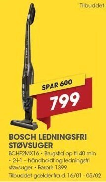 Punkt1 Bosch ledningsfri støvsuger tilbud