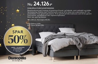 SengeSpecialisten Dunlopillo pure elevationsseng tilbud