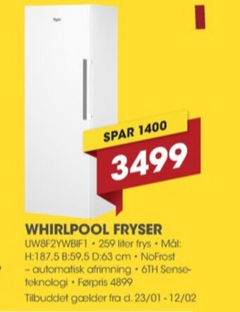 Punkt1 Whirlpool fryseskab tilbud
