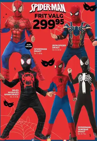 Spiderman dragt, iron spider dragt, spiderman vendbar dragt el. miles morales spinn dragt