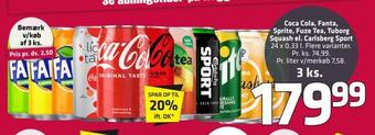 Fleggaard Coca cola, fanta, sprite, fuze tea, tuborg squash el. carlsberg sport tilbud