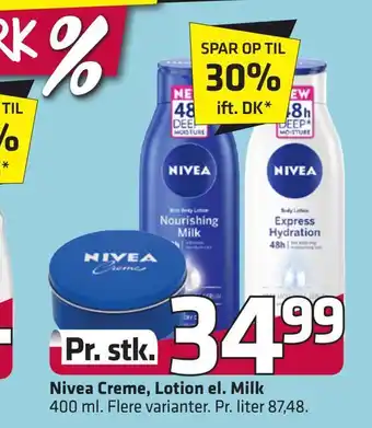 Fleggaard Nivea creme, lotion el. milk tilbud