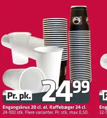 Fleggaard Engangskrus 20 cl. el. kaffebæger 24 cl tilbud