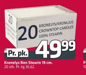 Fleggaard Kronelys ren stearin 19 cm tilbud
