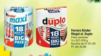 Ferrero Kinder Riegel el. Duplo