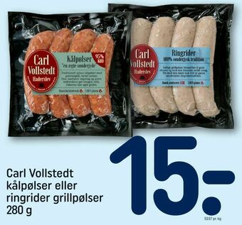 REMA 1000 Carl Vollstedt kålpølser eller ringrider grillpølser tilbud