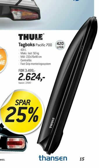 Thansen Tagboks Pacific 700 tilbud