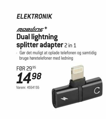 Dual lightning splitter adapter 2 in 1