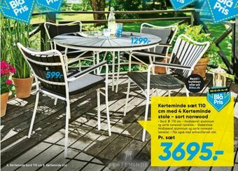 Bilka Kerteminde sæt 110 cm med 4 Kerteminde stole - sort nonwood tilbud