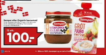 Bilka Semper eller Organix børnemad tilbud