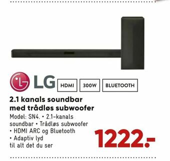 Bilka 2.1 kanals soundbar med trådløs subwoofer tilbud