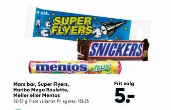 Bilka Mars bar, Super Flyers, Haribo Mega Roulette, Meller eller Mentos tilbud