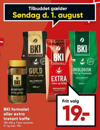 Bilka BKI formalet eller extra instant kaffe tilbud
