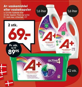 Bilka A+ vaskemiddel eller vaskekapsler tilbud