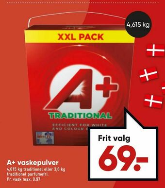 Bilka A+ vaskepulver tilbud