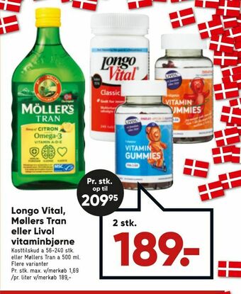 Bilka Longo Vital, Møllers Tran eller Livol vitaminbjørne tilbud