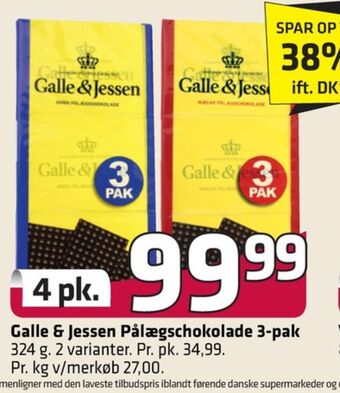 Fleggaard Galle & jessen pålægschokolade mælk tilbud