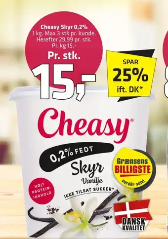 Fleggaard Cheasy skyr vanilje 0,2% tilbud