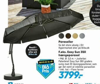 Bilka Easy Sun 350 hængeparasol tilbud