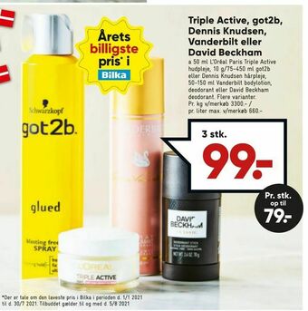 Bilka Triple Active, got2b, Dennis Knudsen, Vanderbilt eller David Beckham tilbud