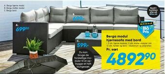 Bilka Berga modul hjørnesofa med bord tilbud