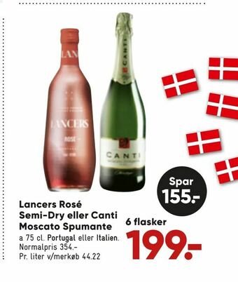 Lancers Rosé Semi-Dry eller Canti Moscato Spumante