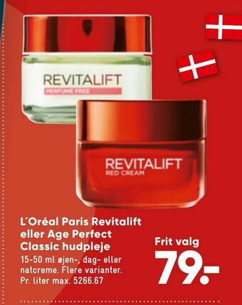 Bilka L'Oréal Paris Revitalift eller Age Perfect Classic hudpleje tilbud