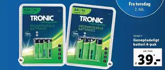 Lidl Gemopladeligt batteri 4-pak tilbud