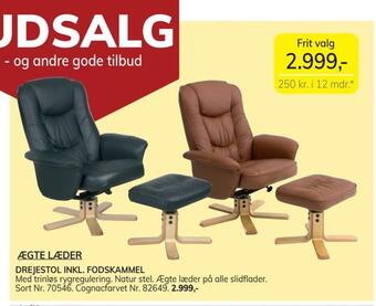 Daells Bolighus Drejestol inkl. fodskammel tilbud