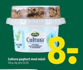 Coop 365 Cultura yoghurt med müsli tilbud