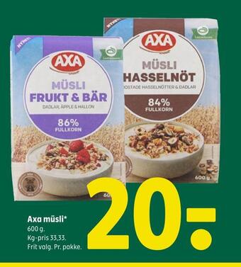 Coop 365 Axa müsli tilbud