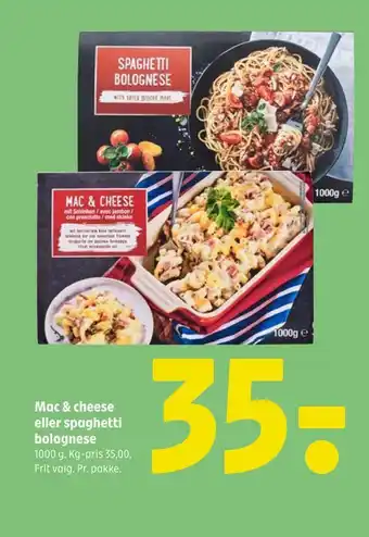 Mac & cheese eller spaghetti bolognese