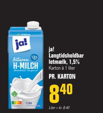 Otto Duborg Ja! langtidsholdbar letmælk, 1,5% tilbud