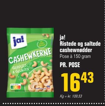 Otto Duborg Ja! ristede og saltede cashewnødder tilbud