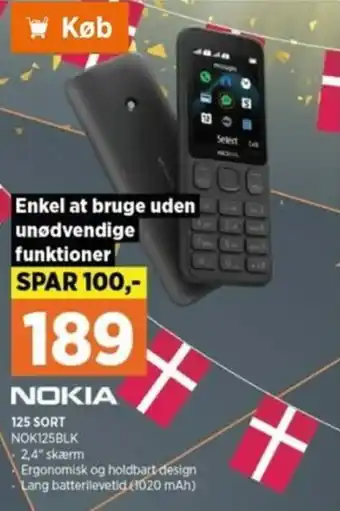 Nokia 125 Sort NOK125BLK