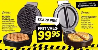 Din Isenkræmmer Bubble vaffeljern el. omeletbager tilbud