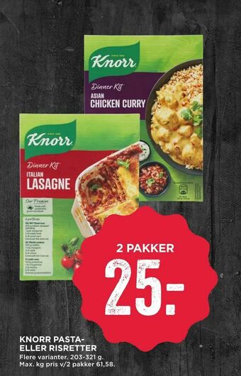 MENY Knorr pasta- eller risretter tilbud